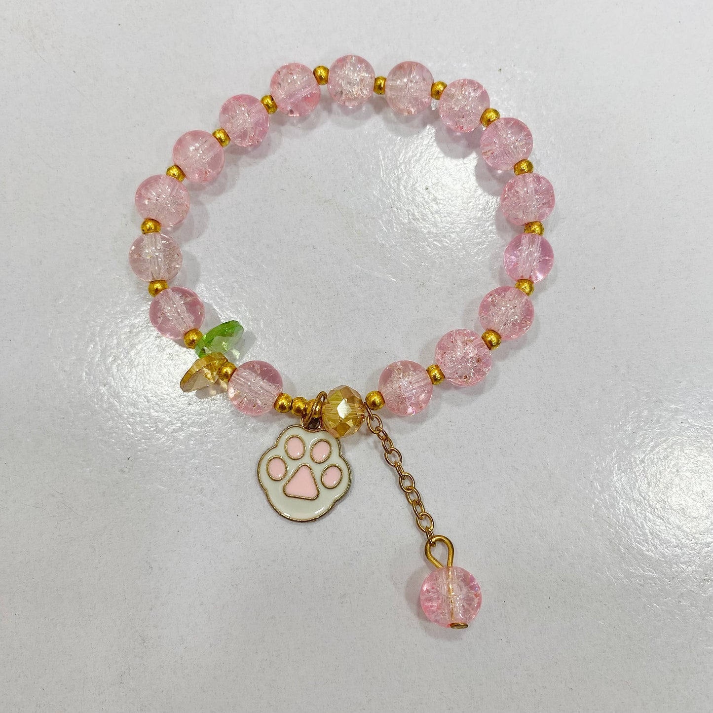 Pink Paw Beads Bracelet