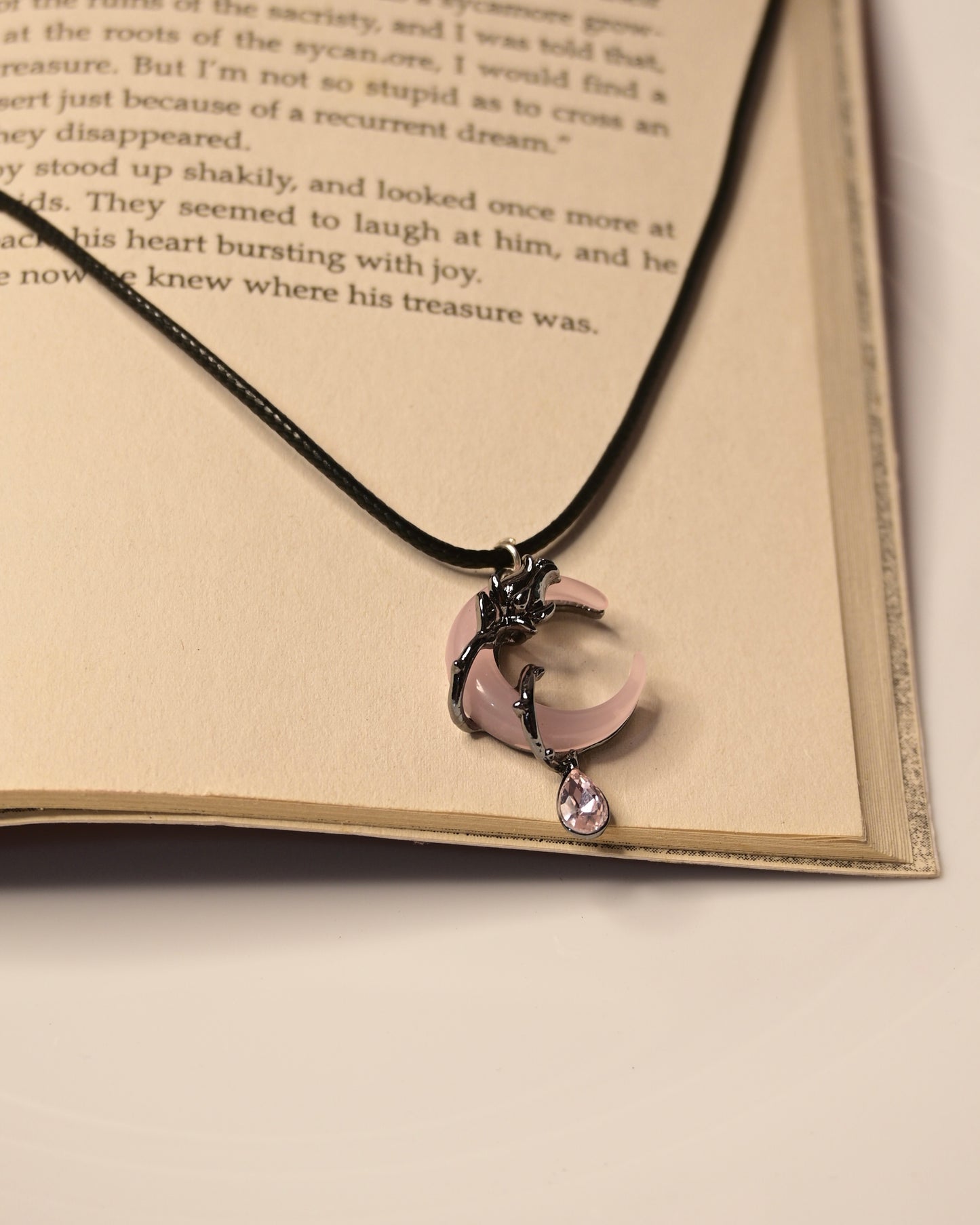 Pink Moon Leather Cord Necklace