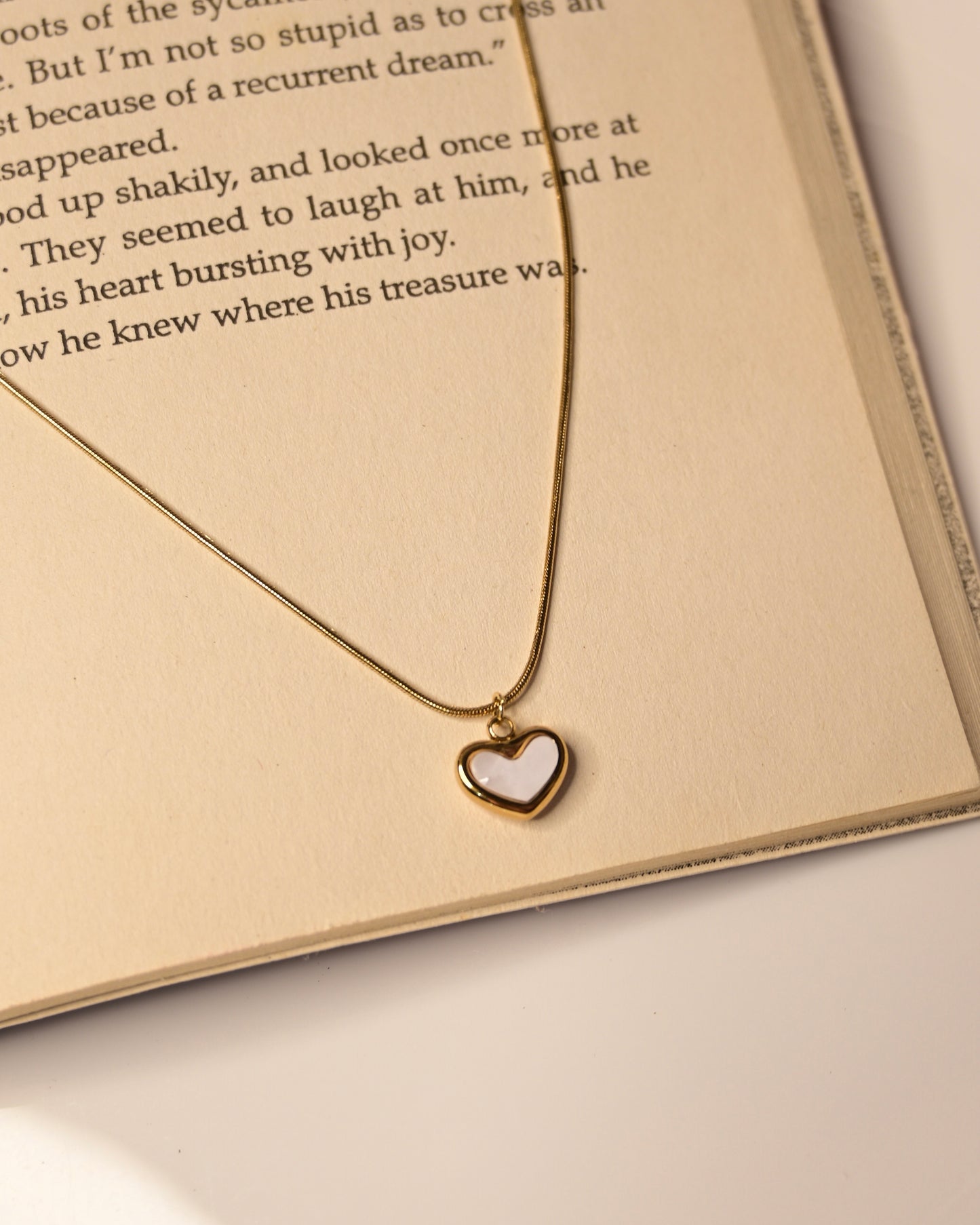 White MOP Heart Anti Tarnish Necklace