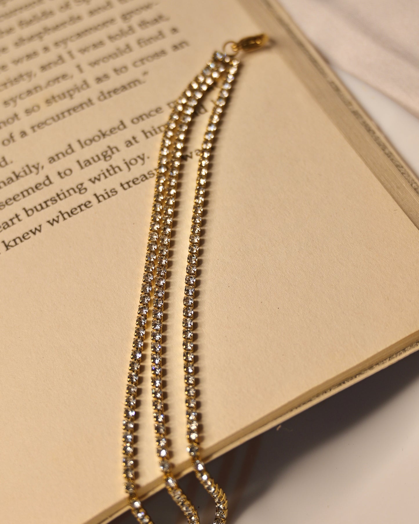 Triple Line Studded Anti Tarnish Necklace