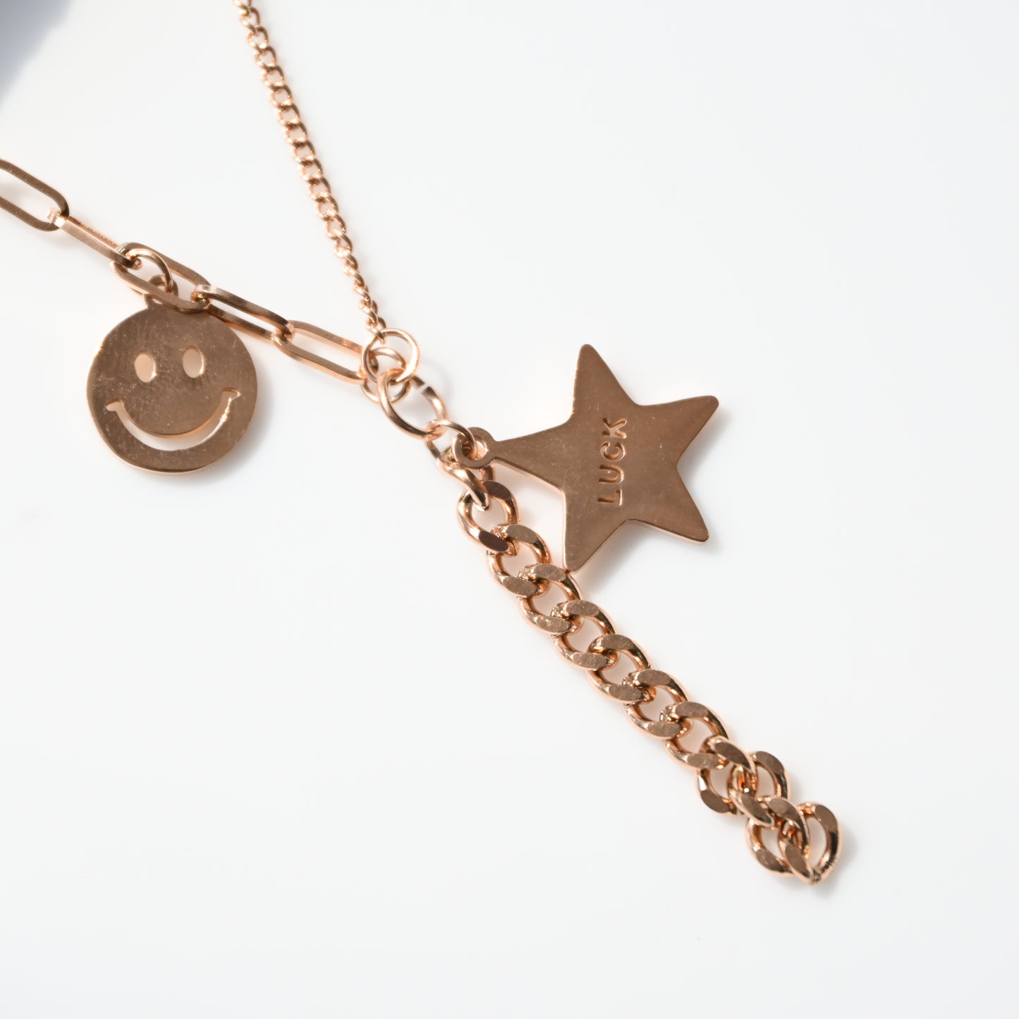 Anti Tarnish Smiley Star Rose Gold Necklace