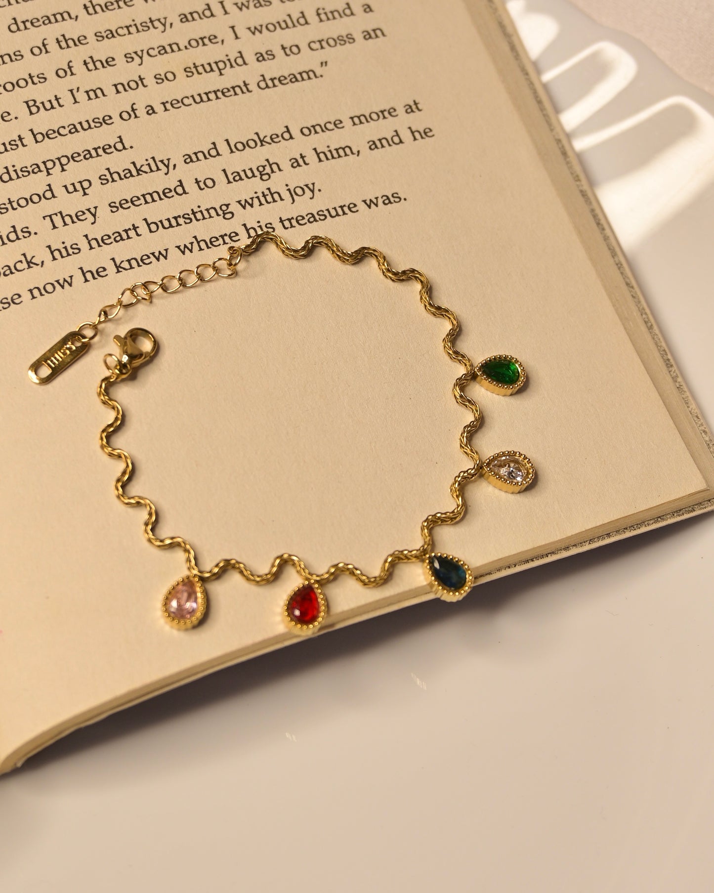 Multi Colour Drop Stone Anti Tarnish Bracelet
