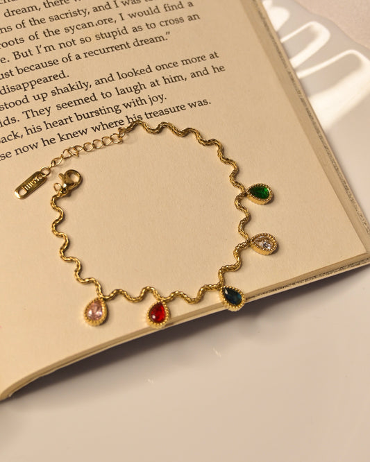 Multi Colour Drop Stone Anti Tarnish Bracelet
