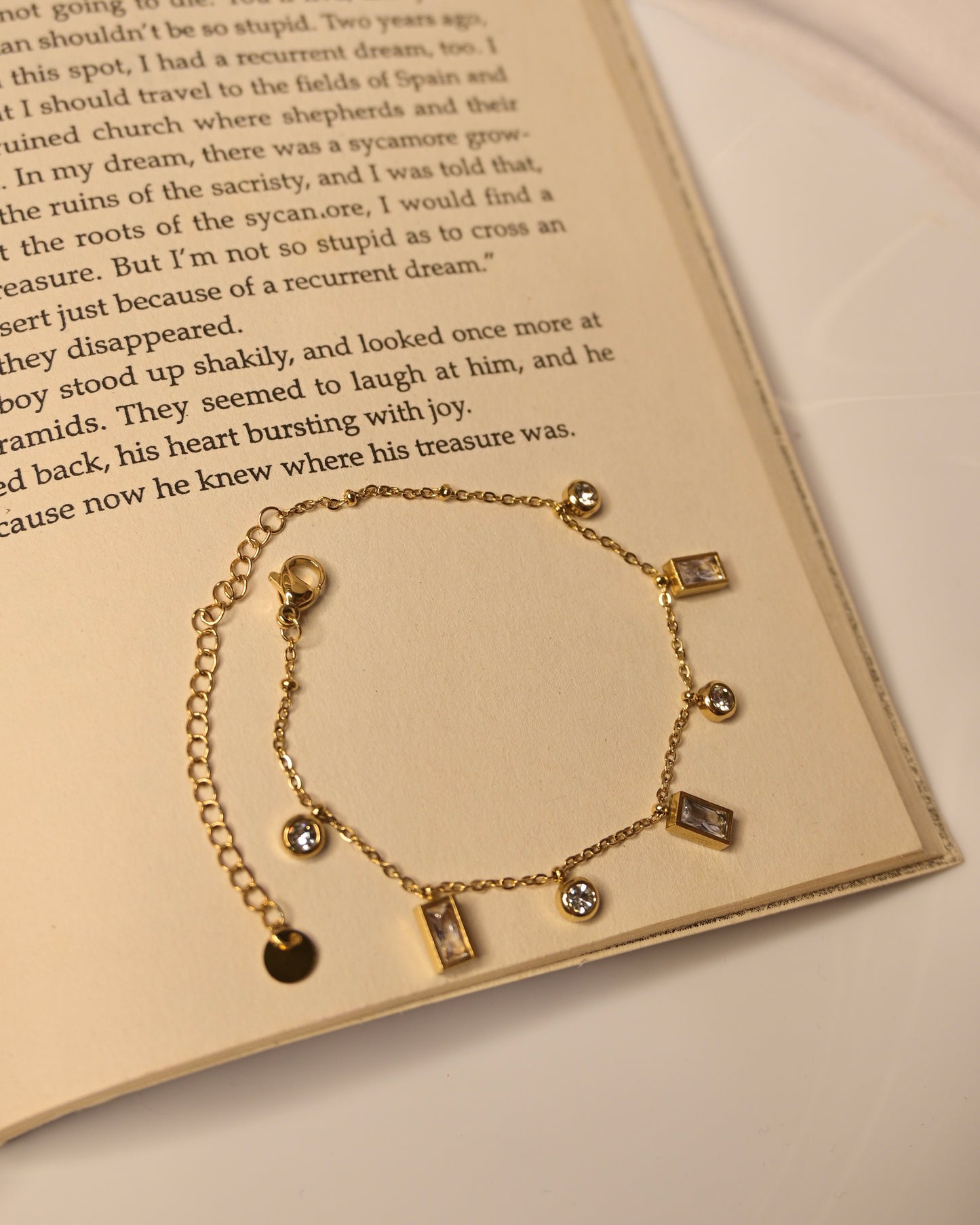 Multi Charms White Stone Anti Tarnish Bracelet
