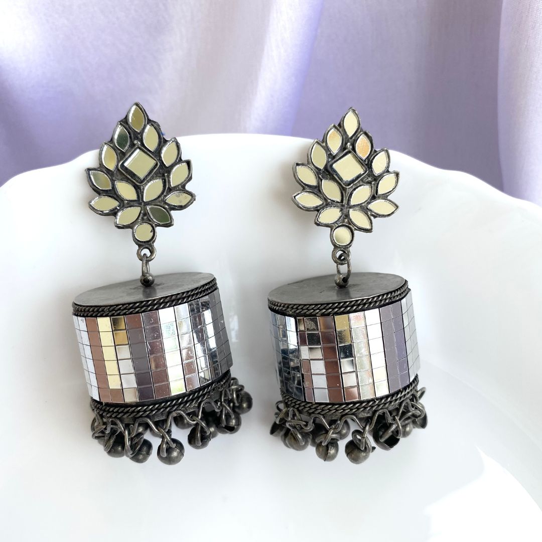 Mirror Jhumka Earrings