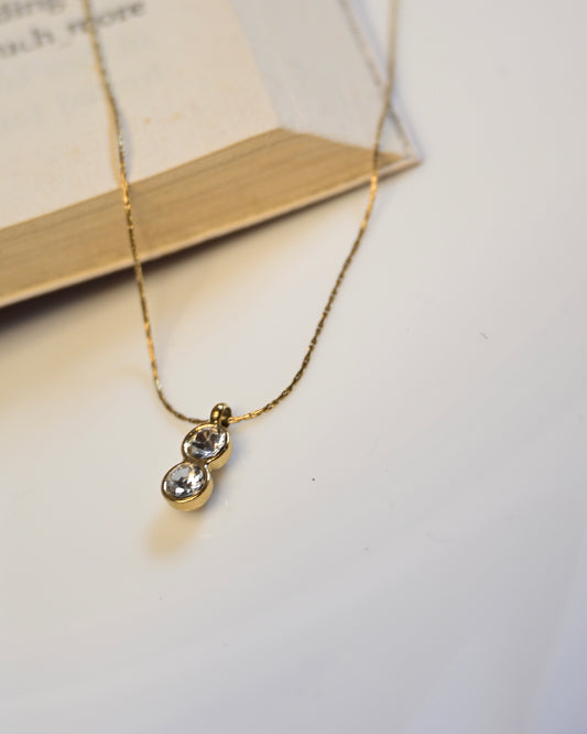 Double Stone Anti Tarnish Necklace