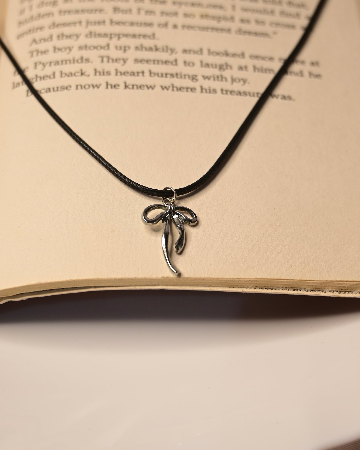 Bow Leather Cord Necklace