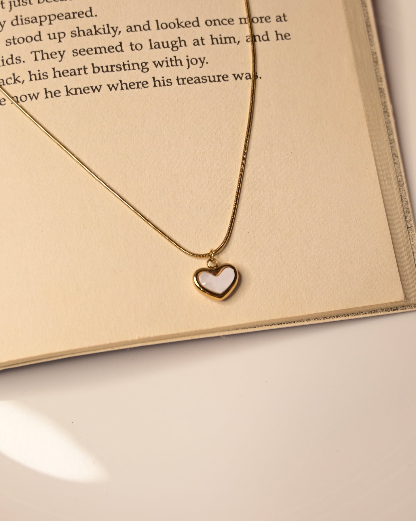 White MOP Heart Anti Tarnish Necklace