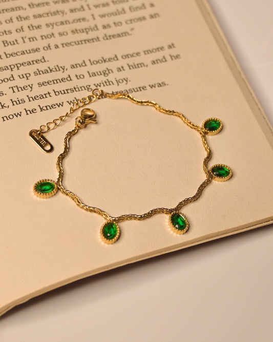 Green Drop Stone Anti Tarnish Bracelet