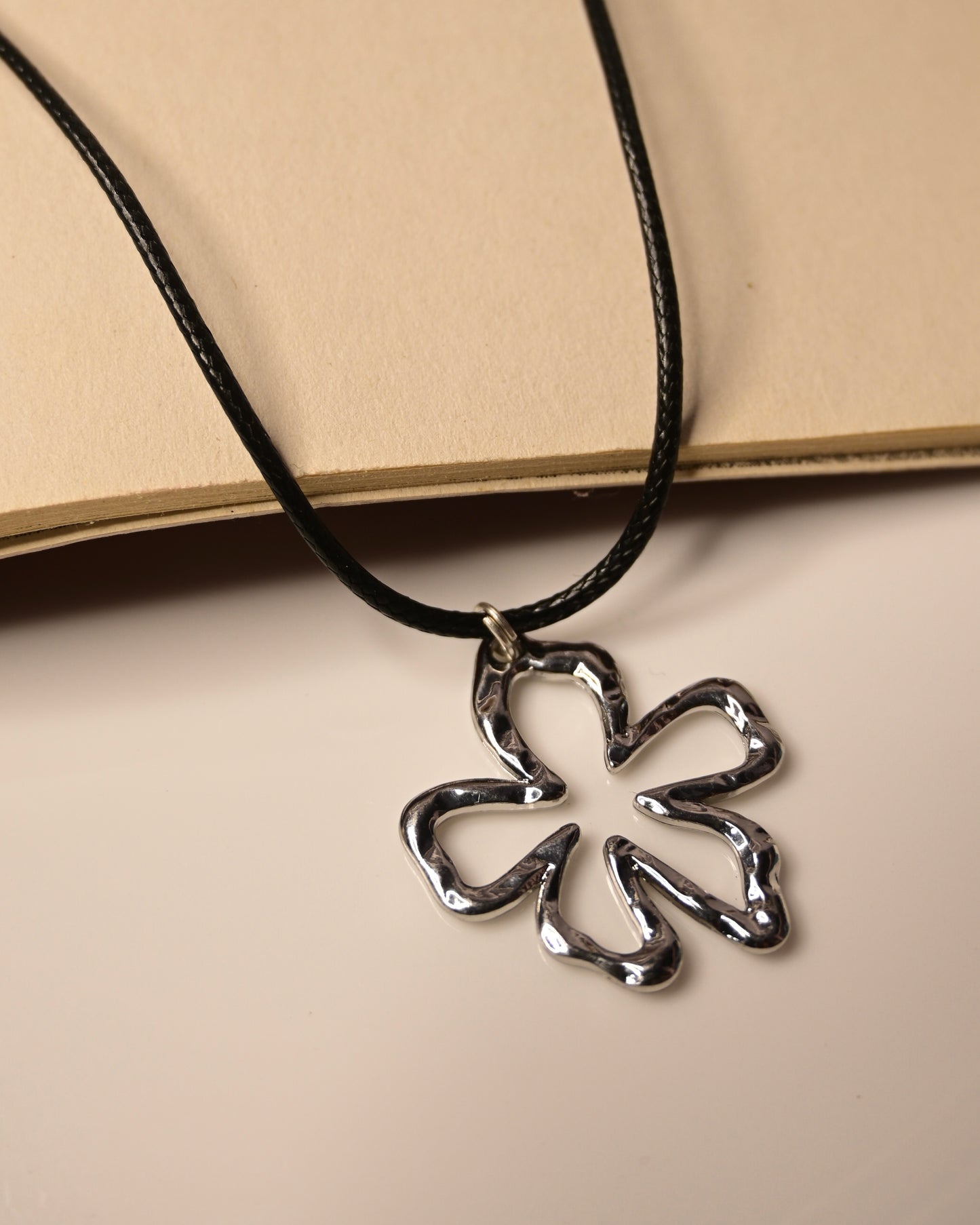Hollow Flower Leather Cord Necklace