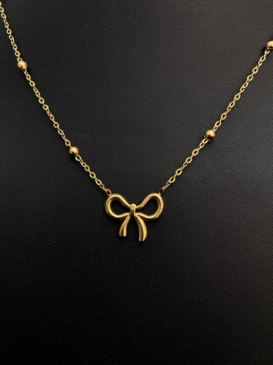 Anti Tarnish Bow Necklace