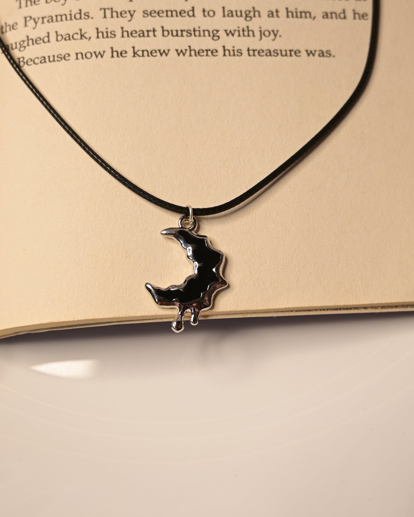 Moon Leather Cord Necklace