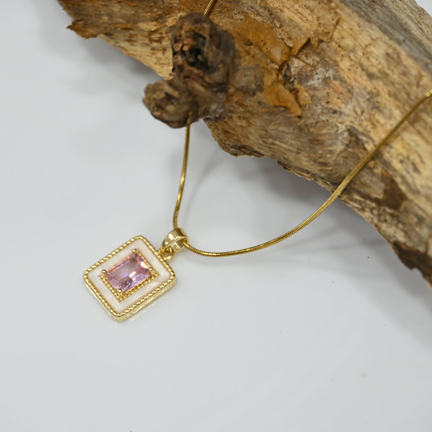 Anti Tarnish Squad Pink Stone Necklace