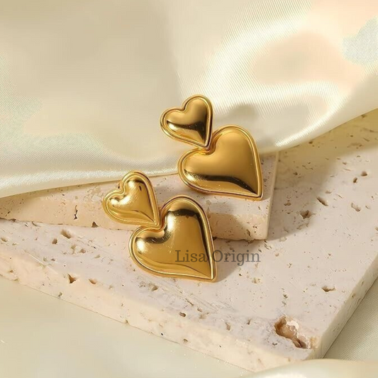 Double Heart Anti Tarnish Earrings