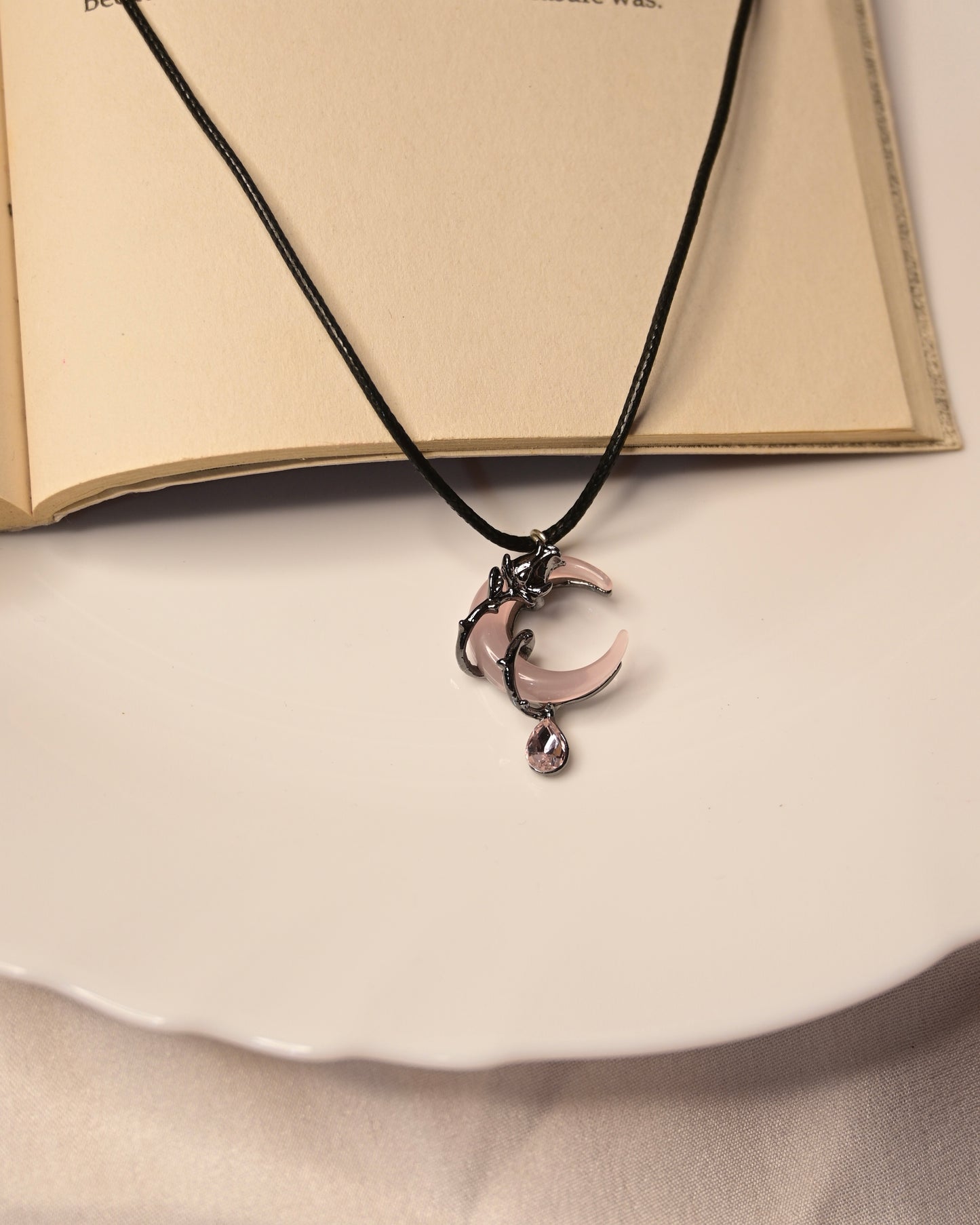 Pink Moon Leather Cord Necklace