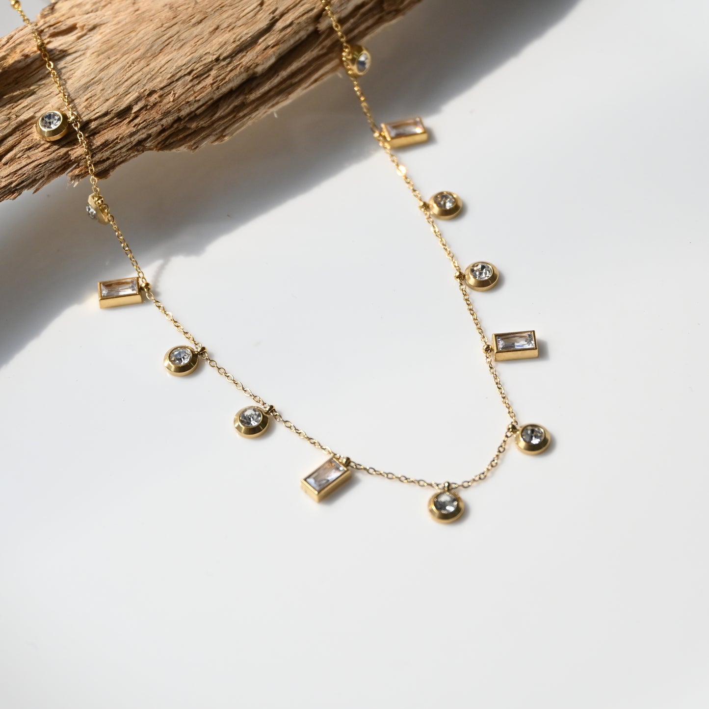 Anti Tarnish Squad Round Studded Necklace