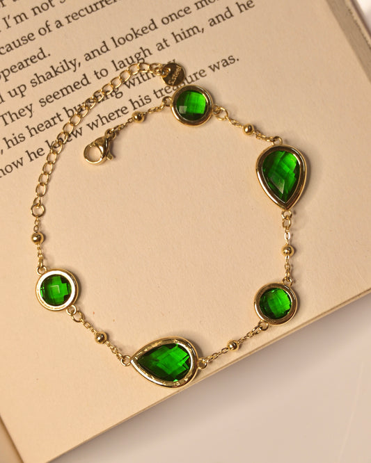 Anti Tarnish Green Stone Bracelet