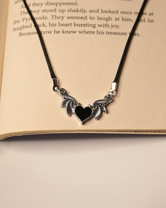 Wings Heart Leather Cord Necklace