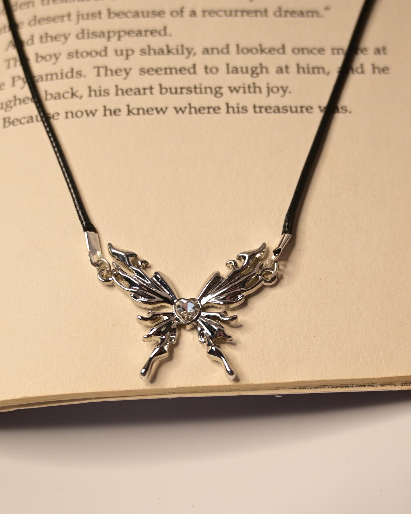 Butterfly Leather Cord Necklace