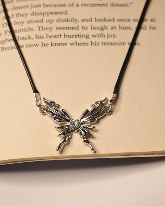 Butterfly Leather Cord Necklace