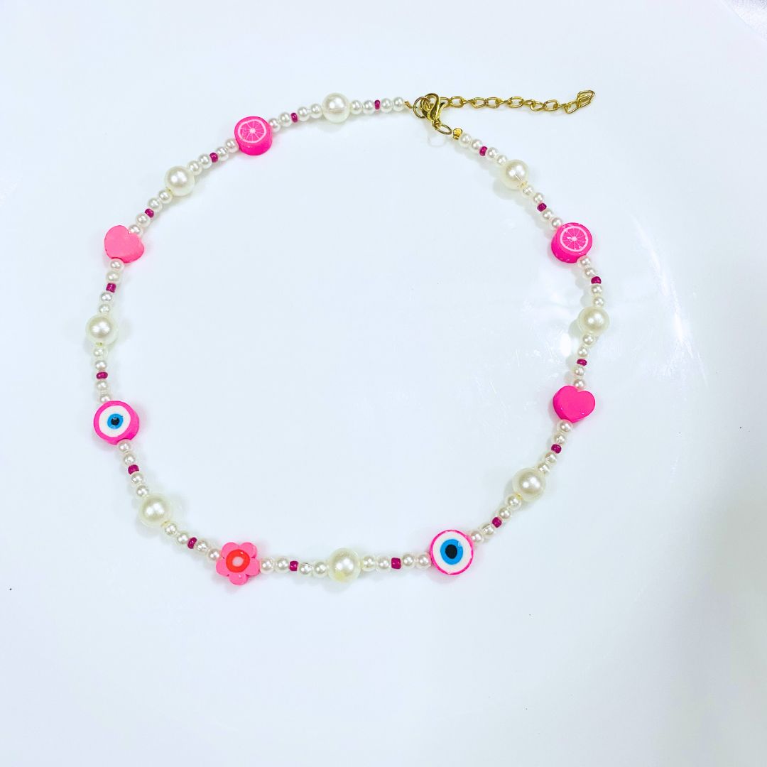 Pink White y2k Necklace