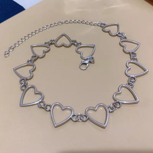 Silver Heart Choker