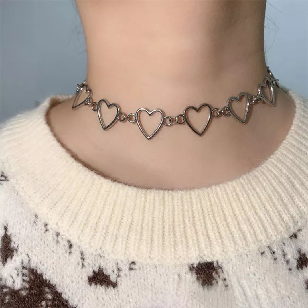 Silver Heart Choker