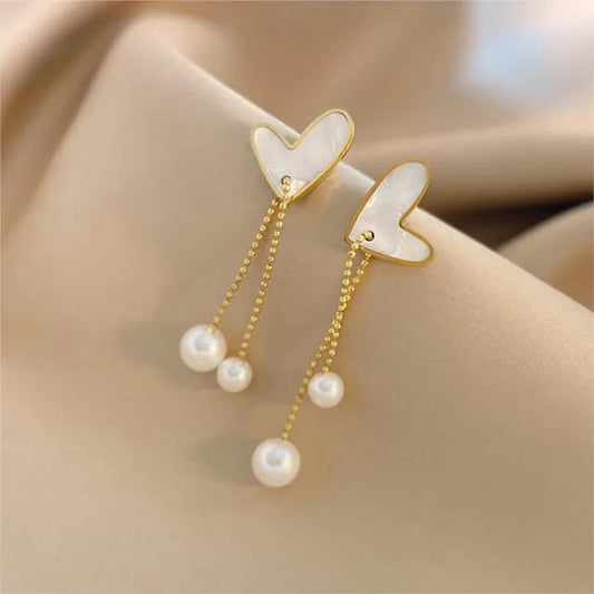 Heart and Adjustable Chain Earrings