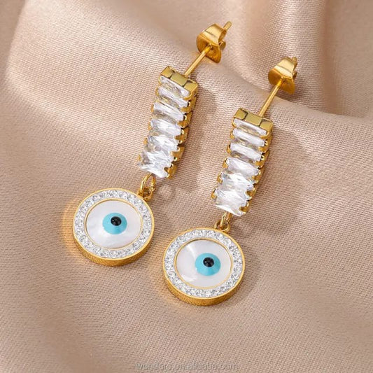 Round Evil eye Zircon Earrings