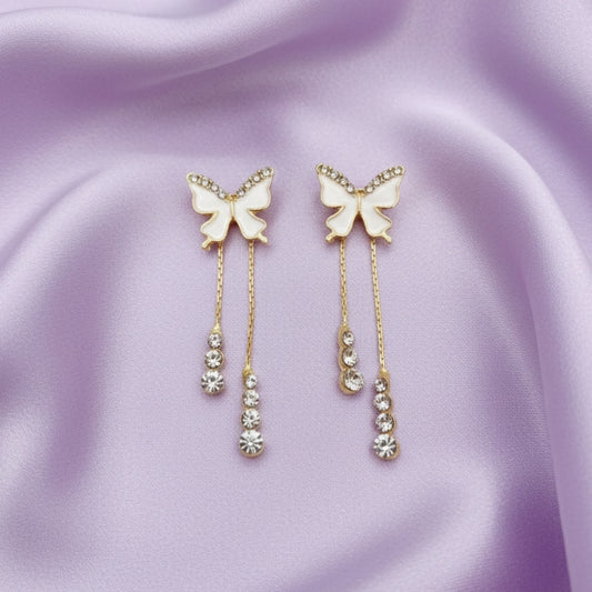 1 in One White Butterfly Studded Earrings