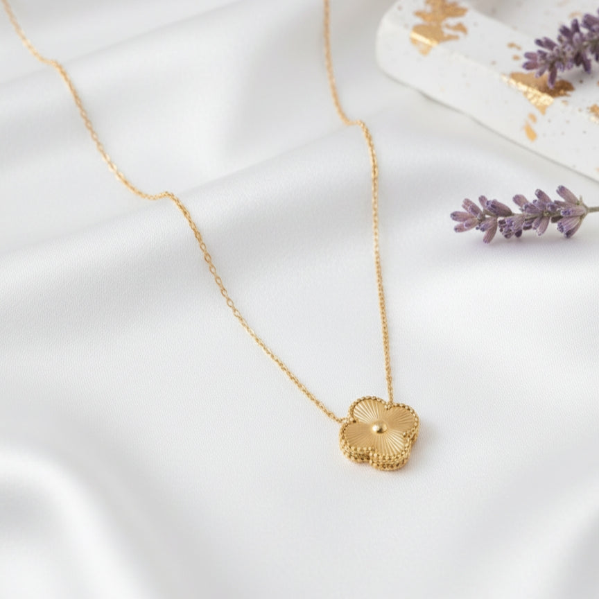 Anti Tarnish Golden Single Clover Necklace